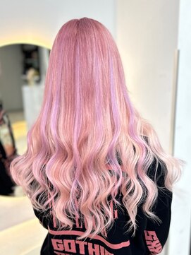 ラピス 福岡天神店(Lapis) ピンクカラー×パープルハイライト×ピンクハイライト