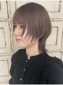 ウルフカット × グレージュ × ダブルカラー × ブリーチカラー
