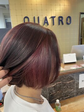 クアトロ グランシュ 川崎店(QUATRO × GranCieux) ピンクブラウン×インナーカラーピンク