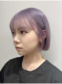 ミルクティーグレージュ切りっぱなしボブ長めボブナチュラルボブ