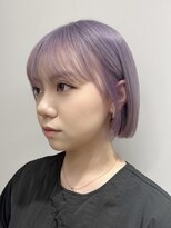 ミルクティーグレージュ切りっぱなしボブ長めボブナチュラルボブ