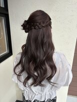 ヌックヘアー(nook hair)&nbsp;ココアピンクカラー　ハーフアップ　くるみちゃんヘア