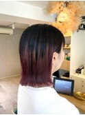 切りっぱなし外ハネボブ　ピンクカラーでオシャレに☆