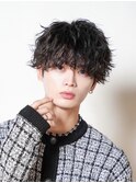 ツーブロックマッシュツイストスパイラルパーマ無造作波巻き王道