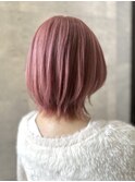 春　ウルフカット　ケアブリーチ　ピンク