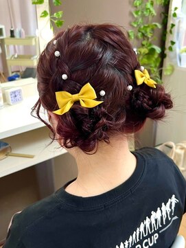 ジェミータ 横浜 編み込みツインお団子【横浜/ヘアセット/着付け/ヘアメイク】