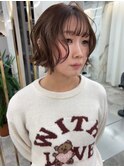 パーマ風/ブラウンベージュ/ボブ