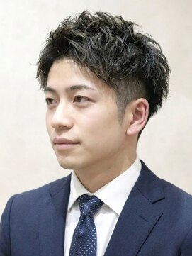 銀座マツナガ 神田店 ツーブロック×アップバング◎ワイルドビジネスアッシュブラック