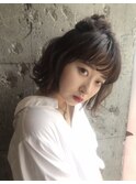 ハーフアップ×ボブショート