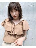 YOKE 切りっぱなし ロングボブ 髪質改善 グレージュ