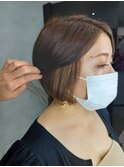 シールエクステ/インナーカラー/前下りボブ