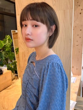 ラフ フロム ガーデン(Laf from GARDEN) シアーカラー/ショートヘア/姫カット/ダークアッシュ/縮毛矯正