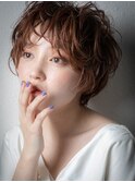 ウェットヘア小顔フェザーショートマッシュパーマu上尾20代30代