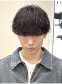 ラウンドマッシュショートメンズパーマ