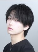ナチュラルニュアンス毛流れシースルーツーブロックウルフ黒髪