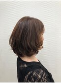 30代40代50代/大人かわいい/小顔/ひし形ミディアムボブ/暖色系