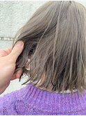 ボブロブヘアカーキグレージュオリーブベージュ大人かわいい小顔