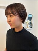 マッシュショートマロンブラウンチョコレートブラウンツヤ髪