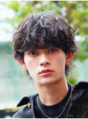 横浜西口シャドウパーマメンズマッシュウルフカット波巻きパーマ