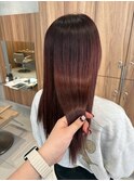 縮毛矯正からワンカラー/チェリーレッド