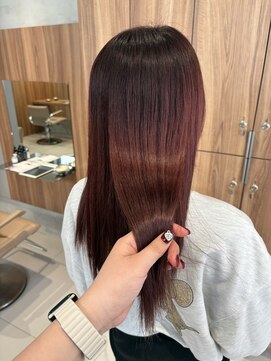 ガリカ 博多(Gallica) 縮毛矯正からワンカラー/チェリーレッド