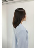 ナチュラルストレートロングレイヤー前髪あり黒髪ロング