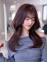 ハバナ 天神(HAVANA)&nbsp;ミディアムレイヤーカット×ダークブラウン/前髪カタログ