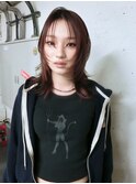 ★センター分けハッシュカットミディアムレイヤーウルフカット