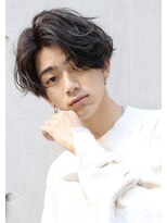 ネイビー(NAVY)&nbsp;かきあげてカッコよく！重めマッシュ×ニュアンススパイラル