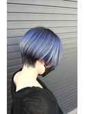 ネイビーグラデ×ショートボブ