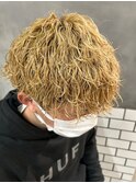 メンズカット波巻きツイストスパイラルパーマツーブロック