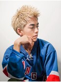 フェザーパーマ/ブルーブラック/刈り上げセンターパート[新宿]
