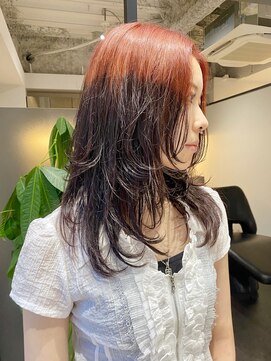 ノブレス ノアール(NOBLESSE NOIR) ルーツカラーレッド/レイヤーカット/デザインカラー/グランジ