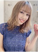 大人ミディアムカール/ベージュカラー