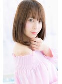 斜め透けバング☆艶カラー束感ミディアムボブa1