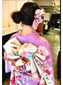 和装　成人式　シンプルサイドアップスタイル！