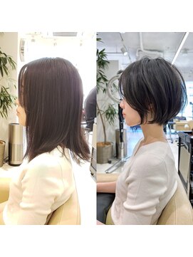 アンド ストーリーズ(&STORIES) 前髪あり耳掛け丸みくびれショートボブ20代30代40代50代（蘭）