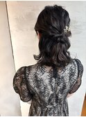 ミディアムボブのハーフアップ渋谷宮益坂ヘアセットmutsuki