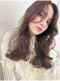 韓国大人セミロングチョコレートブラウンカラー