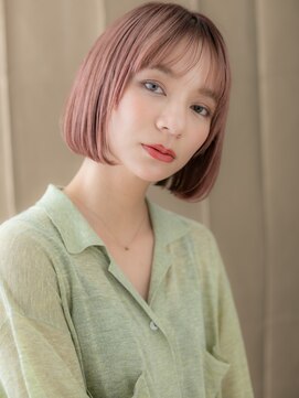 カバーヘア ブリス 川口(COVER HAIR bliss) モーヴピンク艶感ストレート切りっぱなしボブ311W川口20代30代