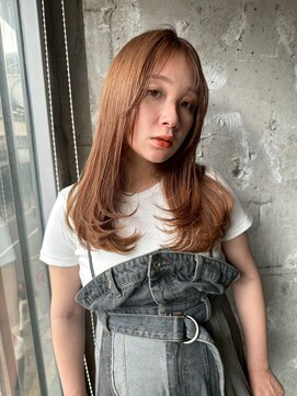 エス 大阪梅田店(es) レイヤーカット×オレンジカラー