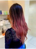ロゼピンク グラデーション ロング