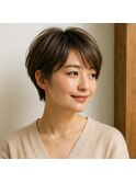 ナチュラルショートベージュブラウン　20代 30代 40代 50代 60代