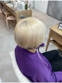拭きっぱなしブロンド　丸みショートスタイル　船橋駅　船橋