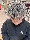 ツイストパーマ×ホワイトメッシュ/メンズ/10代20代30代40代50代