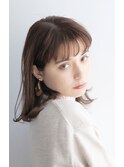 ミディアム小顔カット前髪ありくすみカラー10代20代30代40代