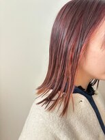 ニコ ヘアー(nico hair)&nbsp;ピンクベージュインナーカラー× 切りっぱなしボブ　バイカルテ