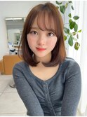 小顔カット/内巻きワンカールミディアムレイヤー/顔まわり