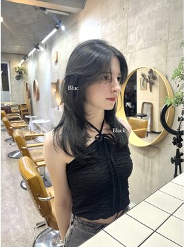 ソルトウォーター(SALT WATER) ブルーブラック/カーテンバング/レイヤーカット/恵比寿/代官山