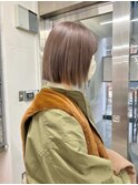 中明度グレージュ/切りっぱなしボブ/タッセルボブ/ミニボブ/横浜